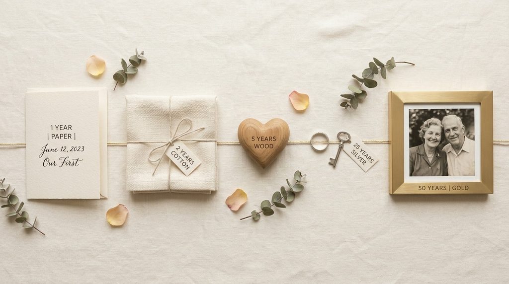 Traditional anniversary gifts by year from paper to gold